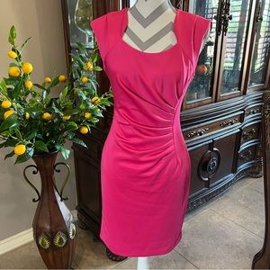 Calvin Klein | pink scuba ruched dress | size 8